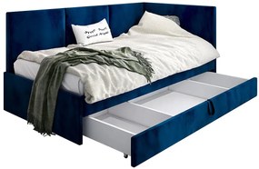 Granatowe welwetowe łóżko narożne W6-H36