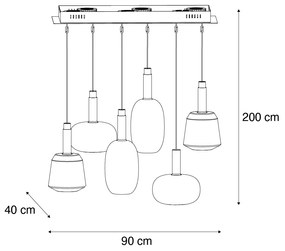 Lampa wisząca czarna z wielokolorowym szkłem, z diodami LED, 6-punktowa Easylift - Irides Nowoczesny Oswietlenie wewnetrzne
