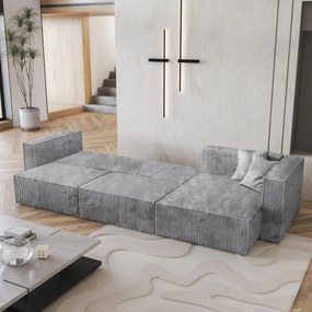 Masseno Narożnik TOLMO z funkcją spania i pojemnikiem na pościel Narozniki L, Rozkładana sofa - Jasnoszary, POSO 55