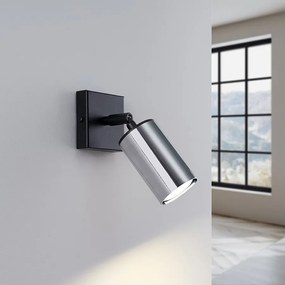 Kinkiety nowoczesny Glois, stal - 1 źródło światła 3000K - L.8 x H.18.5 cm - czarny/chrom