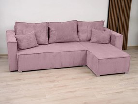 Jasnofioletowa narożna sofa SMART COSARO, dwustronna + 2 poduszki GRATIS