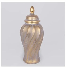 Słoik ceramiczny 40,8x17,5 cm złoty/szary