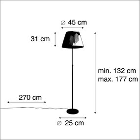 Lampa podłogowa regulowana czarna klosz plisowany kremowy 45cm - ParteWiejski/ Rustykalny / Vintage Oswietlenie wewnetrzne