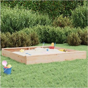 Piaskownica z litego drewna sosnowego z kwadratowymi siedzeniami dla dzieci