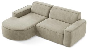 Beżowy narożnik z tkaniny szenilowej (lewostronny/z szezlongiem) Omao – Makamii