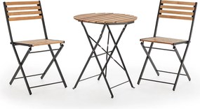Zestaw ogrodowy Colummn Ensemble Bistro Ambar 3-częściowy w kolorze czarnym, stół i 2 krzesła.