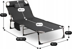 Leżak Ogrodowy VENUS 190x73 cm Szary