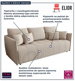 Sztruksowa rozkładana sofa w kolorze cappuccino R8-R11