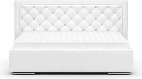 Łóżko ze stelażem Usilia 160x200 - dwuosobowe łoże tapicerowane w stylu chesterfield z pikowanym zagłówkiem w tkaninie do wyboru