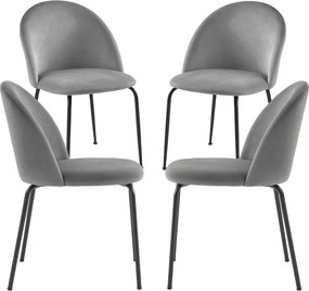 Zestaw 4 Krzese Black Dalnia Aksamitne