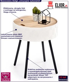 Biały stolik kawowy ze schowkiem - Simone