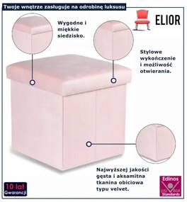 Różowa składana pufa welurowa S9-R78