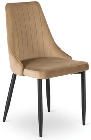 Zestaw Stół Okrągły Rozkładany HARRY 102-142 cm Dąb Artisan/Czarny i 4 Krzesła Tapicerowane BARI Beż Nowoczesne