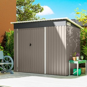 Outsunny Metalowy domek narzędziowy 2,68 m², zamykany schowek z 3 drzwiami, wentylacja, dach jednospadowy, rękawice | Aosom PL