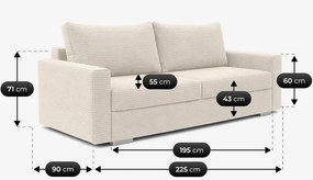Sofa z Funkcją Spania DRAVOS Beżowa Sztruksowa Nowoczesna