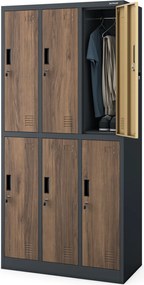 Szafa socjalna 6-drzwiowa Eco Design Igor 90x45x185 cm antracyt/orzech