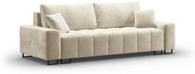 Beżowa aksamitna rozkładana sofa ze schowkiem 250 cm Wicklow – Cosmopolitan Design