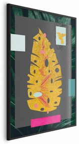 Plakat złotą liść 60x90 cm z ramą czarną bez marginesu ARTGEIST B