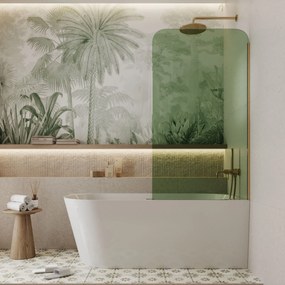 Parawan nawannowy prostokątny MOLIS Square Green szkło zielone | Różne rozmiary : Kolor profili kabiny - złoty, Rozmiar - 70x140 cm