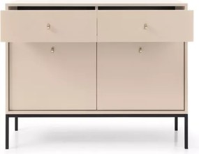 Komoda Gerra 2 – nowoczesna elegancka komoda w kolorze beżowym lub granatowym z 2 drzwiami i 2 szufladami na metalowych nogach