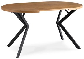 Stół Okrągły Rozkładany LUGO 90-190 cm Dąb Złoty/Czarny Loftowy