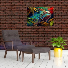 Obraz na szkle - Kolorowa iguana (70x50 cm)