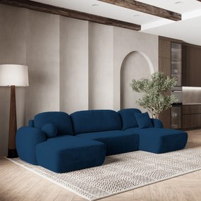 Masseno Narożnik SAVONA z funkcją spania i pojemnikiem na pościel Narozniki U, Rozkładana sofa - Niebieski, KRONOS 09