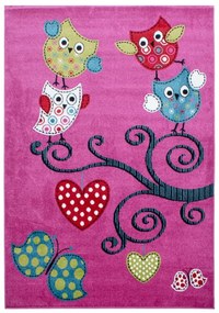 Dywan dziecięcy Kids Sówki fioletowy 140 cm x 200 cm