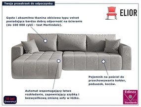 Jasnoszary nowoczesny narożnik rozkładany M2-R31