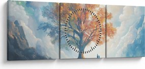 Obraz – Drzewo życia i miłości (z zegarem) (90x30 cm)