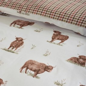 Brązowo-beżowa pościel dwuosobowa 230x220 cm Angus Highland Cow – Catherine Lansfield