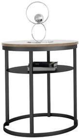 Dwupoziomowy stolik kawowy loft dąb lancelot + czarny K9-F99