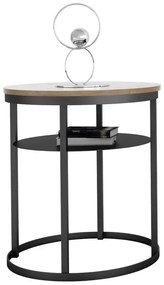 Dwupoziomowy stolik kawowy loft dąb lancelot + czarny - Melkor 4X
