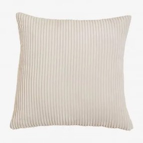 Kwadratowa Poduszka 50x50 Cm Tapicerowana Bruna Sztruksu Beżowy Len - Sklum