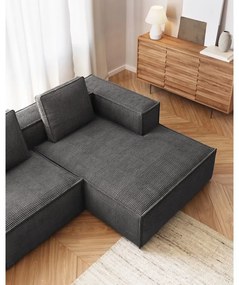 Szary sztruksowy narożnik (prawostronny) Blok – Kave Home