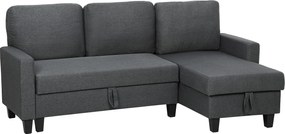 HOMCOM Narożnik z funkcją spania i pojemnikiem w kształcie L Sofa z chaiselongue, regulowane oparcie do salonu | Aosom PL