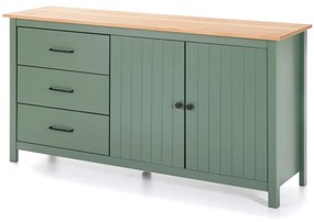 Zielono-naturalna niska komoda z litego drewna sosnowego 150x80 cm Miranda – Marckeric