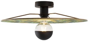 Lampa sufitowa czarna z płaskim kloszem w stylu pawia 45 cm - Combi Nowoczesny Oswietlenie wewnetrzne