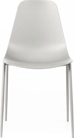 Zestaw 2 nowoczesnych krzeseł do salonu "Kate" z szarego polipropylenu z malowaną metalową ramą