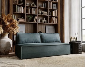 Sofa z funkcją spania i pojemnikiem DUO, tkanina sztruksowa Poso, Lazurowy