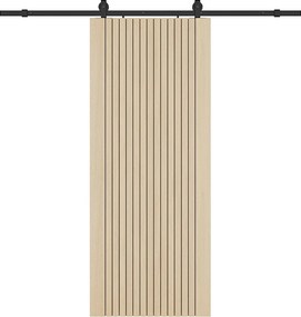 Drzwi przesuwne z systemem naściennym z drewna i prążkowanego MDF - wys.205 x szer.93 cm - AREZO