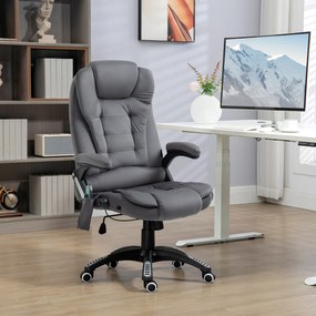 Vinsetto Fotel biurowy ergonomiczny z masażem i ogrzewaniem wygodny ciemnoszary | Aosom PL