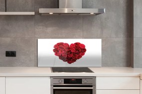 Szklany Panel Serce z Czerwonych Róż