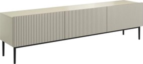 Szafka RTV Nicole 200 cm na metalowych nogach z szufladą - kaszmir / czarne nóżki