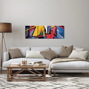 Obraz - Abstrakcja mężczyzn (z zegarem) (90x30 cm)