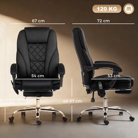 Vinsetto Ergonomiczny fotel biurowy z funkcją masażu, podnóżek, obrotowy, na kółkach, czarny | Aosom PL