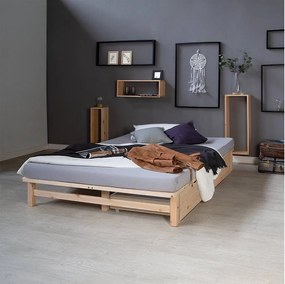 Łóżko paletowe 140x200 cm Naturalne