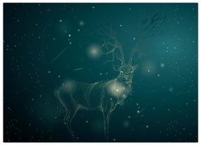 Obraz - Magiczny jeleń w nocy (70x50 cm)