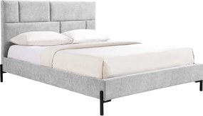 Łóżko 160 x 200 cm z tapicerowanym zagłówkiem – Tkanina – Jasnoszary – NOULAVO