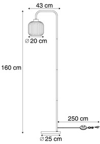 Designerska lampa podłogowa czarna z przydymionym szkłem - AnaDesignerski Oswietlenie wewnetrzne